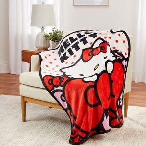 🎁 Hello Kitty Silky Soft Throw Blanket 40"x50" Kids Cuddly New Dots Of Fun Cute